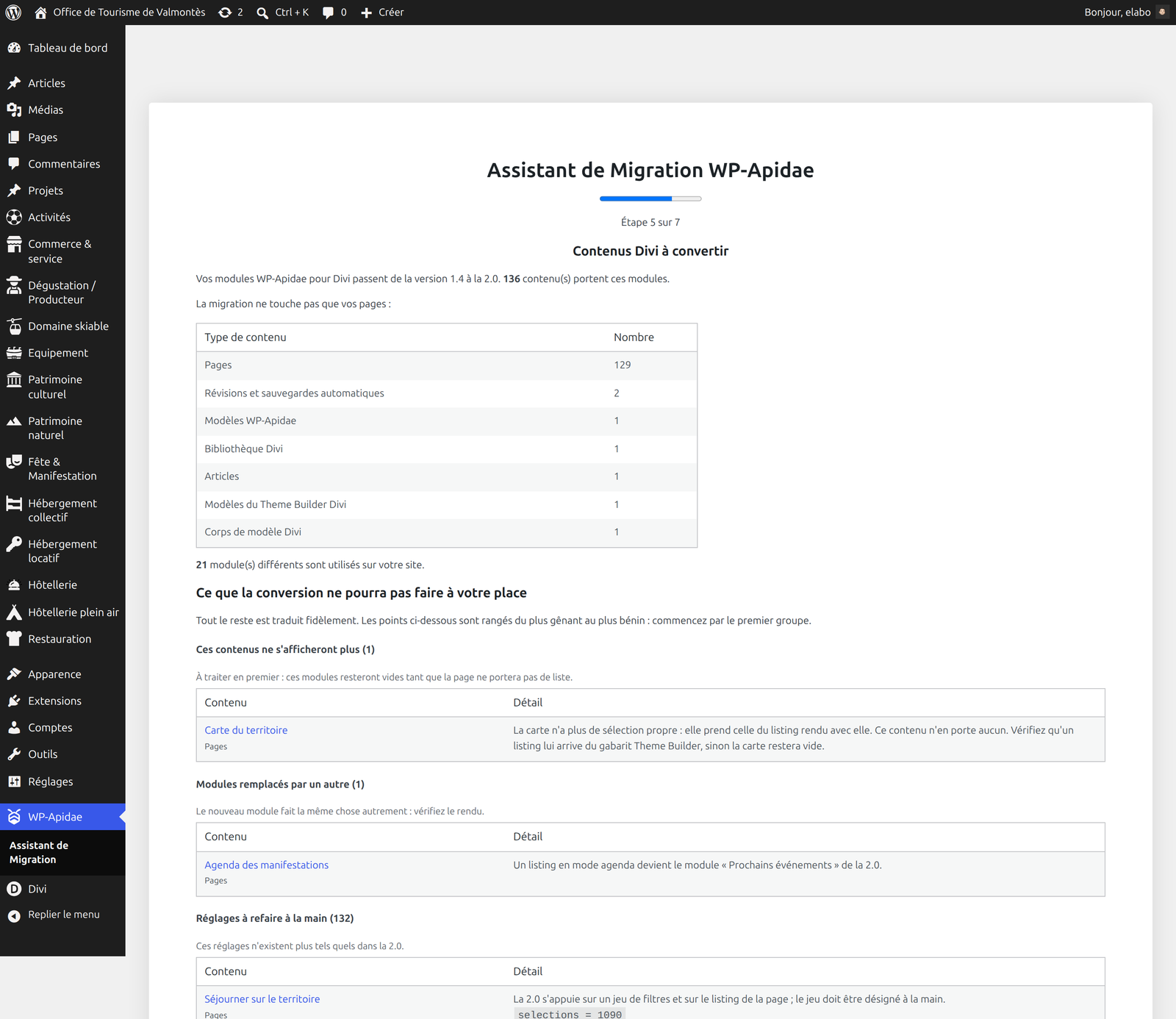 Inventaire des contenus à convertir, avant toute modification