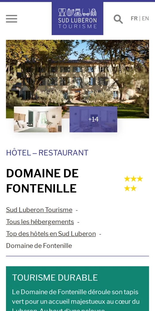 La même fiche Apidae sur téléphone.