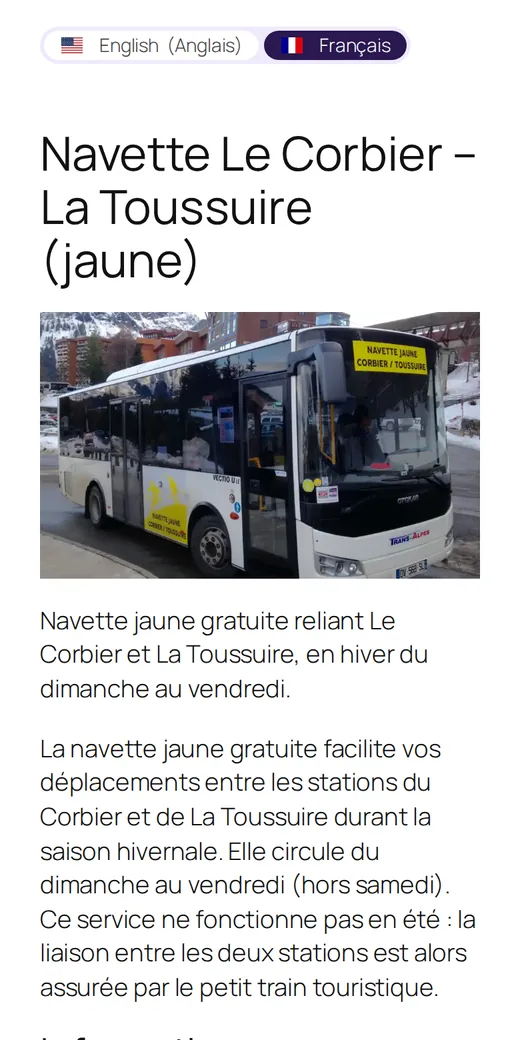 La même fiche sur téléphone, en français.